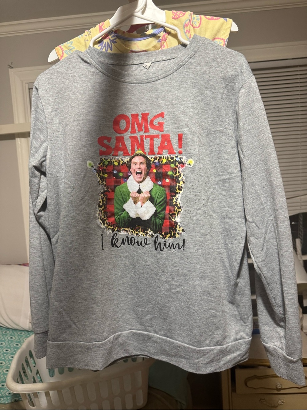 Unlisted Gray 'OMG Santa!' Crewneck Sweatshirt with Festive Graphic